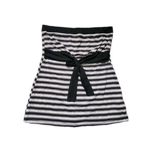 VTG Self Esteem Strapless Tube Top XL Stripe Tie Waist Stretch Casual Y2K EUC